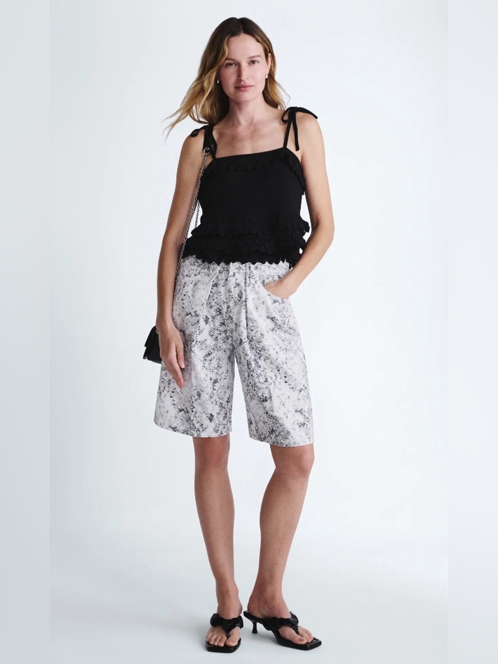 NWT Scoop Snake Print mid rise Jorts /Shorts contrast waistband